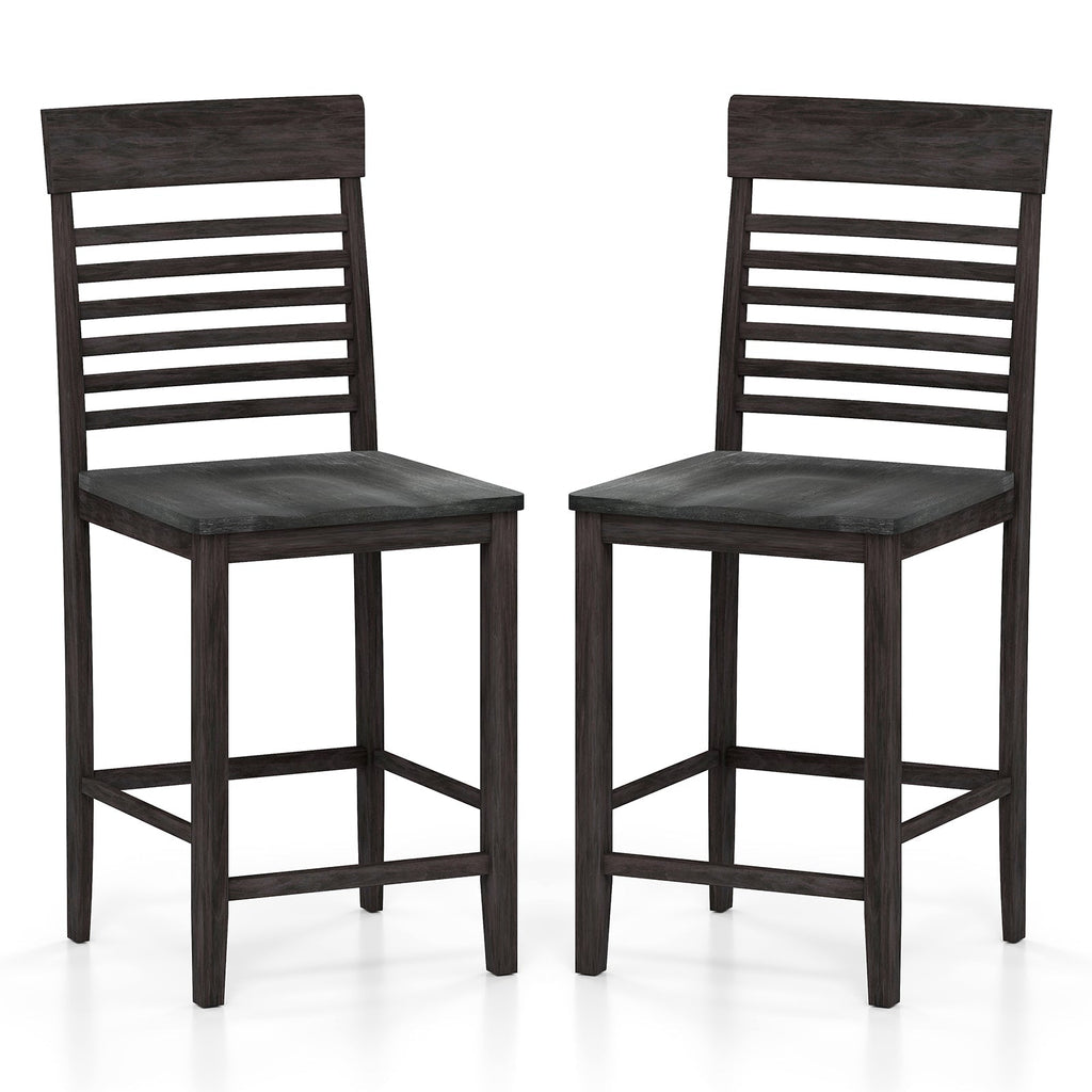 Dining Chair Set of 2 with Footrests and Solid Wood Frame