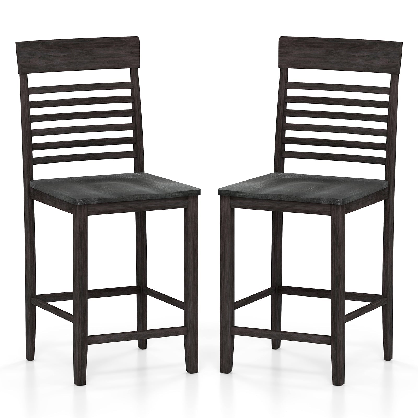 Dining Chair Set of 2 with Footrests and Solid Wood Frame
