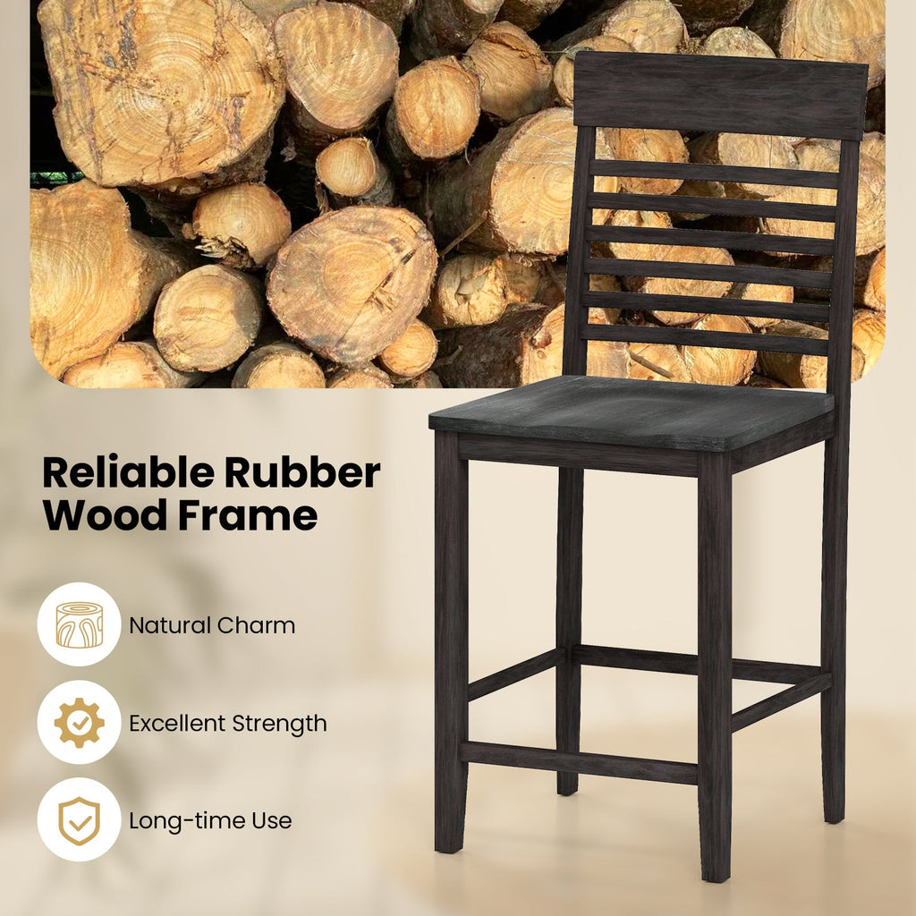 Dining Chair Set of 2 with Footrests and Solid Wood Frame