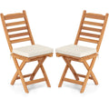 Patio Folding Chairs Set of 2 with Soft Seat Cushion