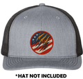 Circle Embroidered Eagle Clawing Through Flag UV Printed Hat Patch