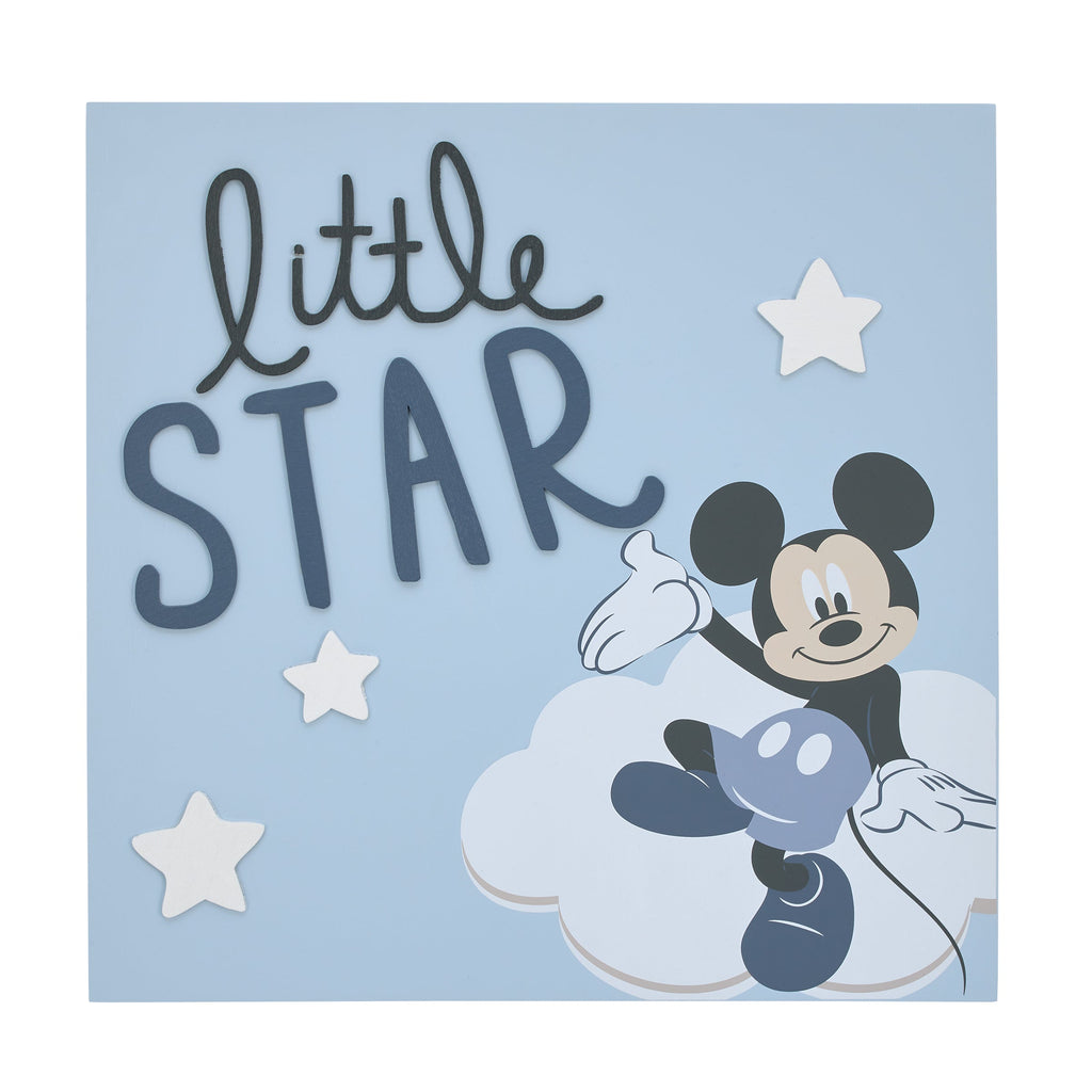 Mickey Mouse Little Star Blue and White Clouds and Stars Wood Wall DÃ©cor
