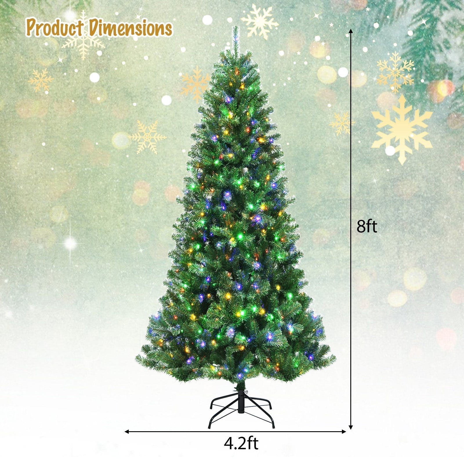 Artificial Hinged Christmas Tree with Remote-controlled Color-changing LED Lights