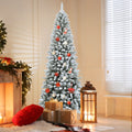 Snow-Flocked Hinged Artificial Christmas Pencil Tree with Mixed Tips