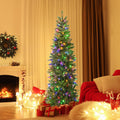 6 Feet Pre-Lit Artificial Christmas Pencil Tree with 648 PVC PE Branch Tips