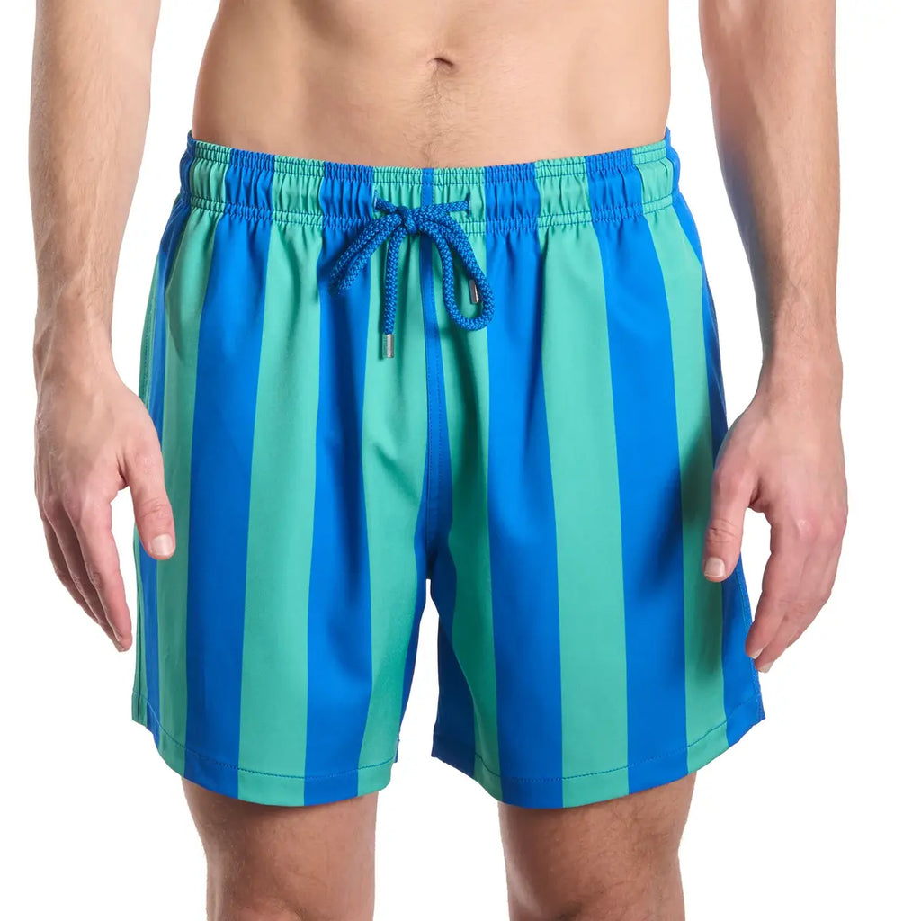 Coastal Cabana, Ocean and Palm Hybrid Short, Compression Lined Swim and Resort Trunk