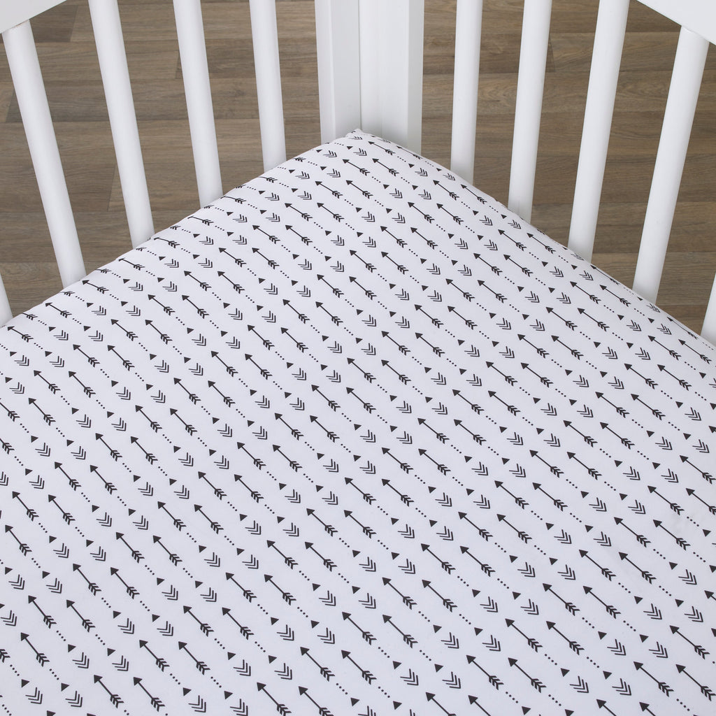 Little Man Cave Ivory and Black Arrows Nursery Fitted Crib Sheet