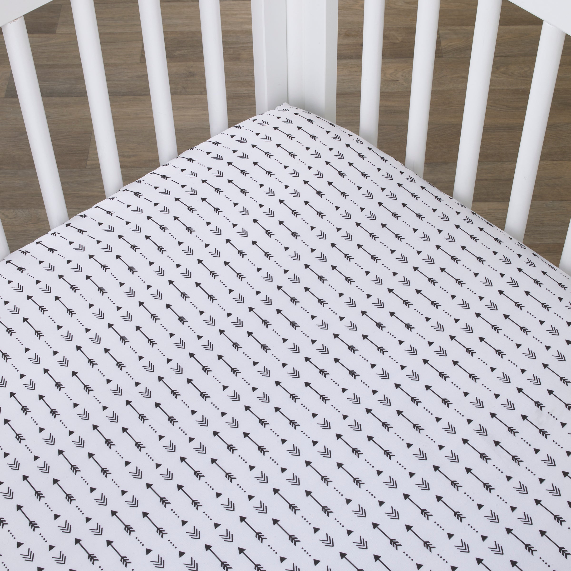 Little Man Cave Ivory and Black Arrows Nursery Fitted Crib Sheet