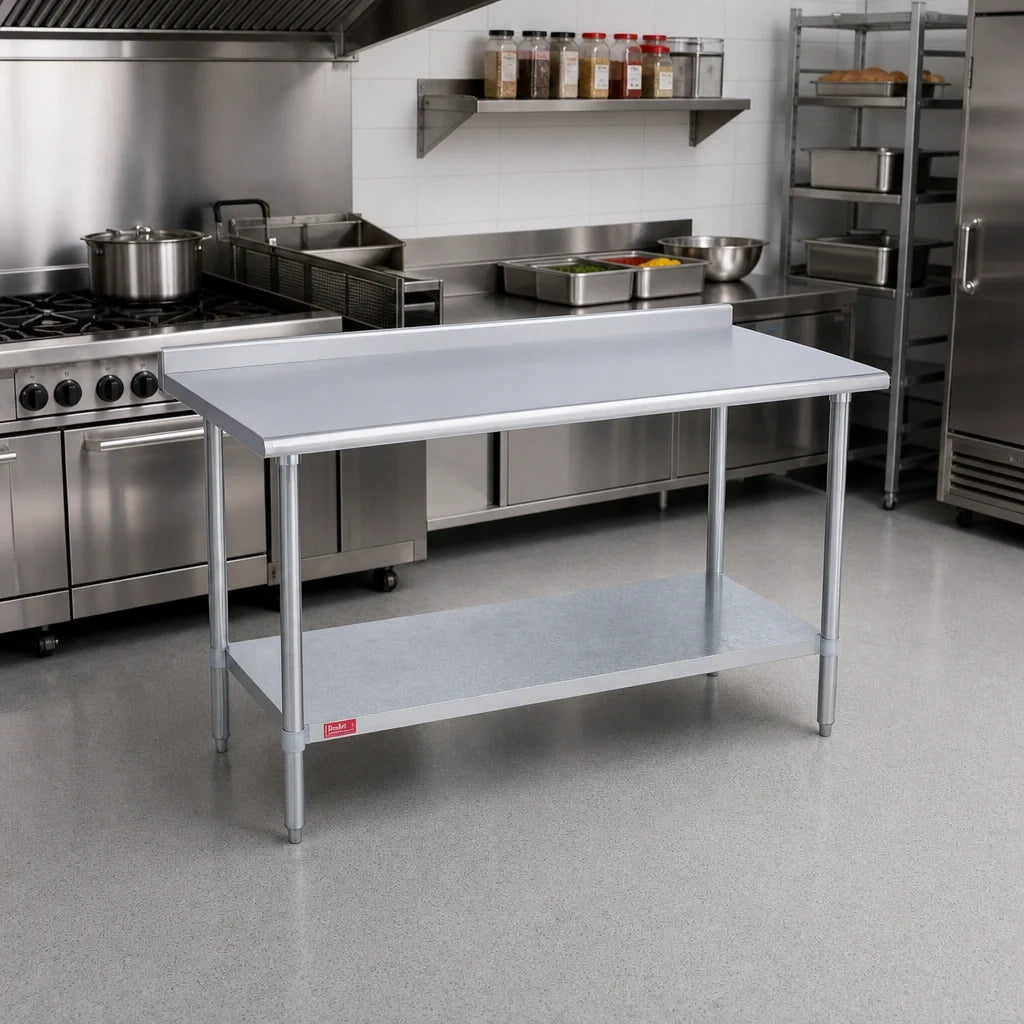 Duke 418-3030-2R 30 x 30-Inch Stainless Steel Work Table, 18-Gauge 400 Series Top, Rear Riser, Galvanized Undershelf