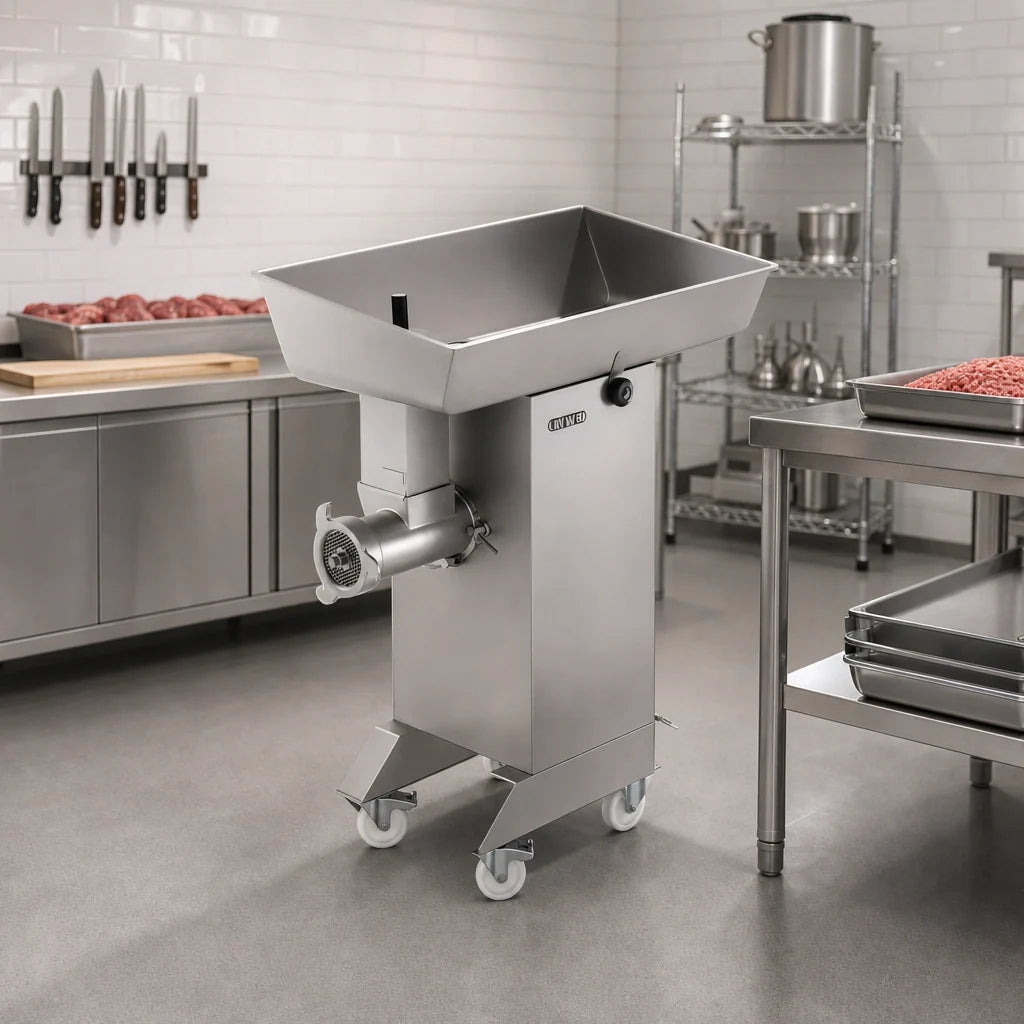 Univex MG42 Floor Model Meat Grinder, 7 HP, Stainless Steel, 2,866 lb./hr Capacity