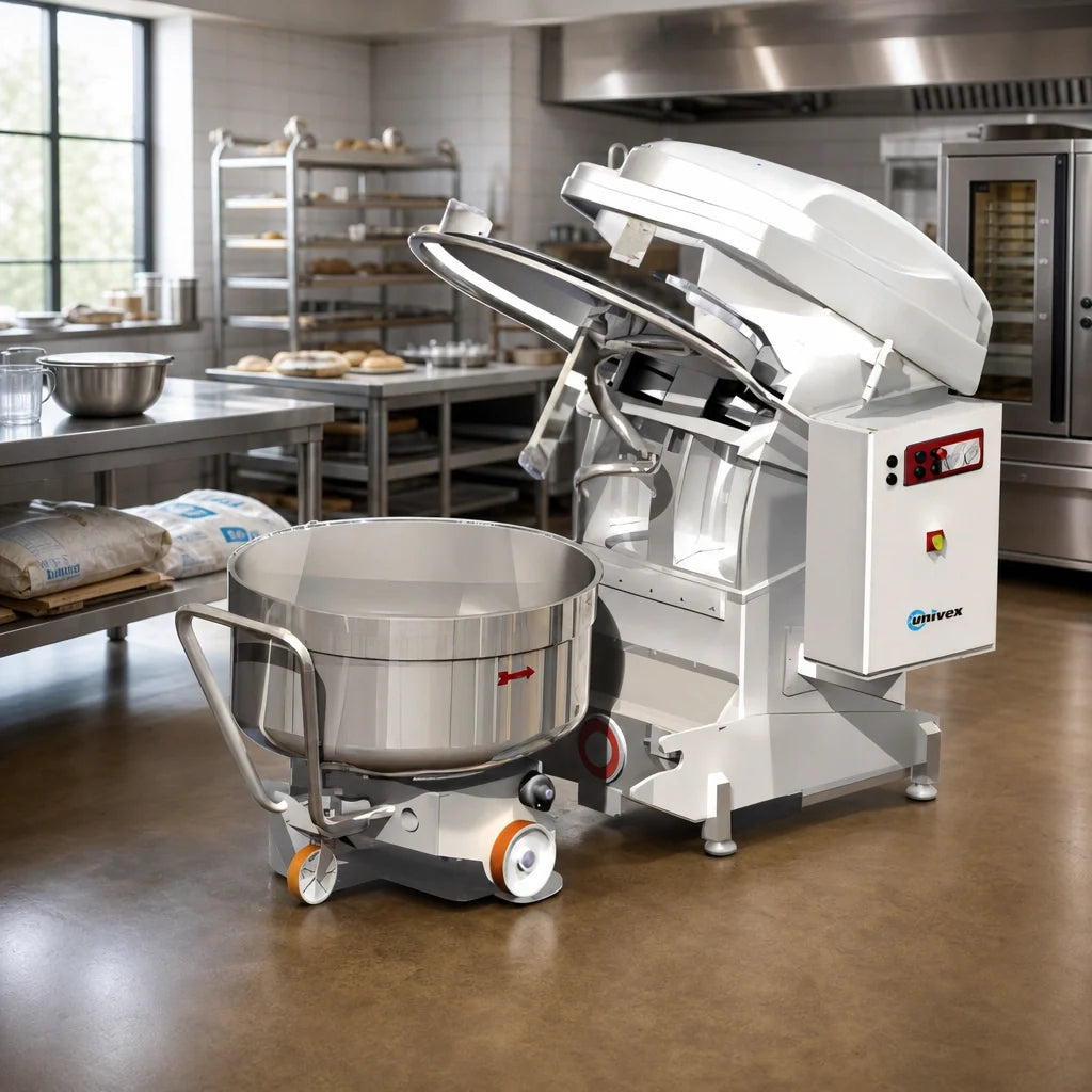 Univex SL120RB Removable-Bowl Spiral Dough Mixer, 180 Qt., 265 Lb. Dough Capacity, 2-Speed with Reverse