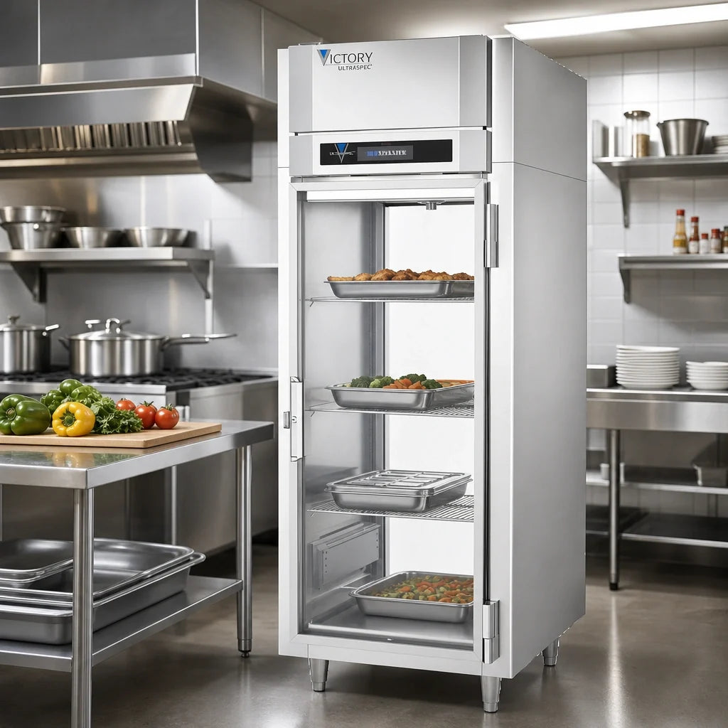 Victory Refrigeration UltraSpec™ HS-1D-1-EW-PT-GD 26.2 Cu. Ft. Pass-Thru Warming Cabinet, Glass Doors, Stainless Steel, Digital Control