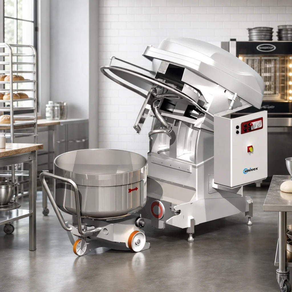 Univex SL80RB Removable Bowl Spiral Mixer, 137 Qt., 175 Lb. Dough Capacity, 2-Speed with Reverse