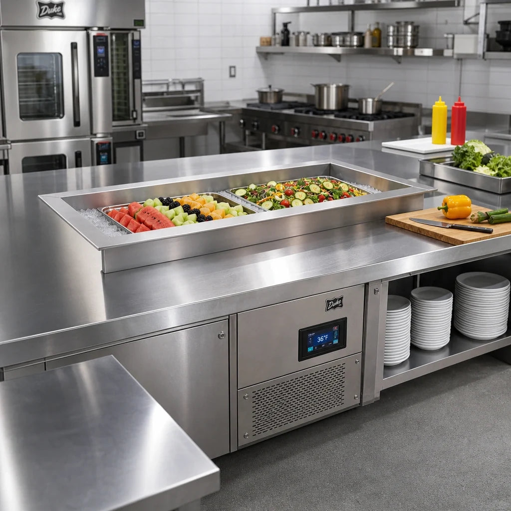 Duke CP2-SL-DC-D Drop-In 2-Pan Refrigerated Cold Food Well, Full-Size, Self-Contained, Touchscreen