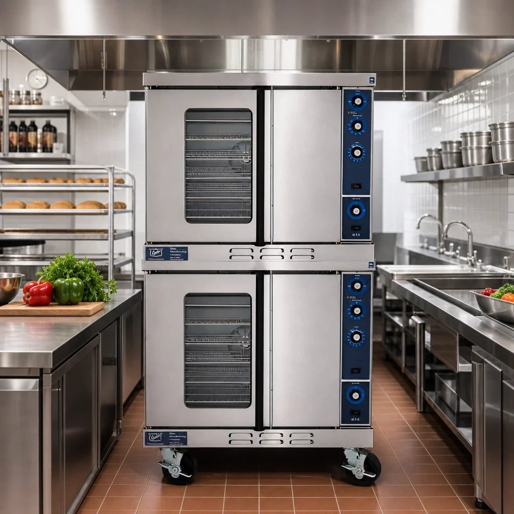 Duke 613-G4XX Double-Deck Deep-Depth Gas Convection Oven, 6-Pan Capacity per Deck, Solid-State Controls, Porcelain Interior