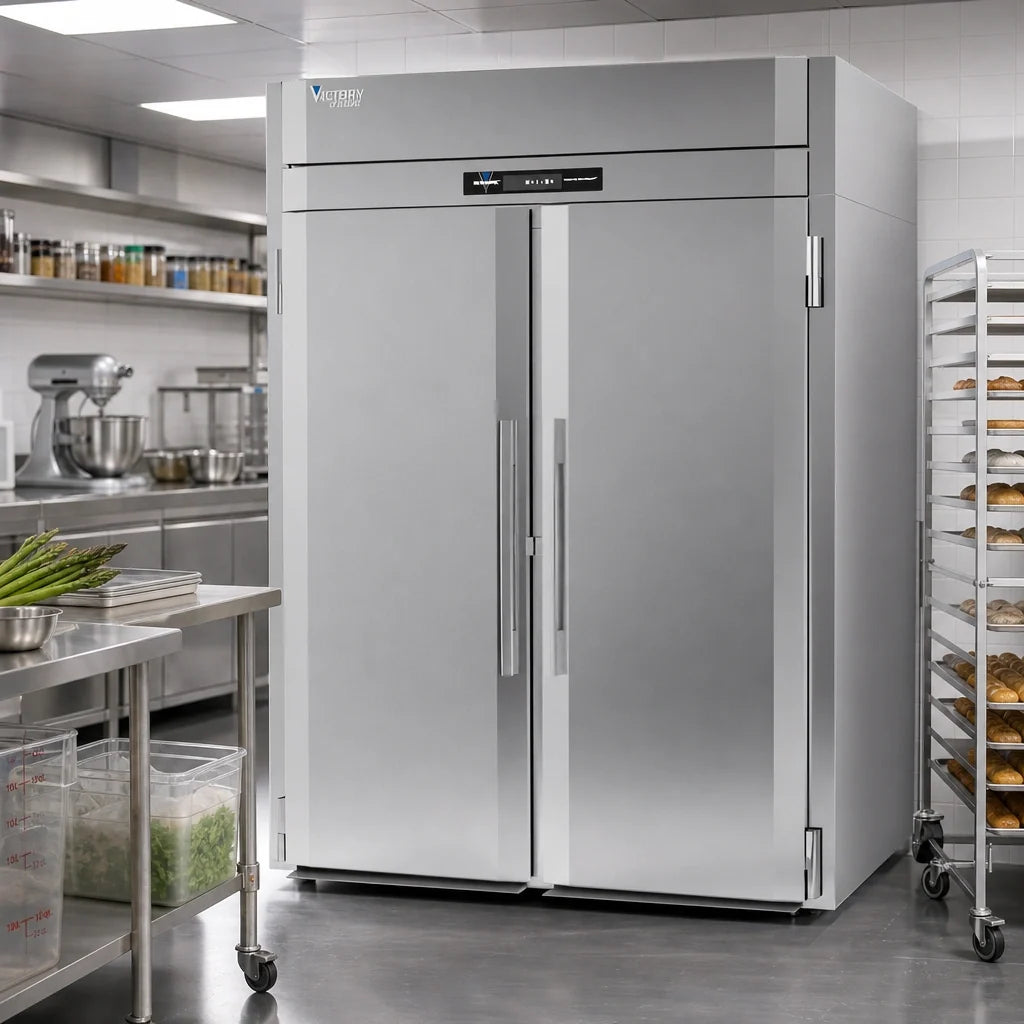 Victory Refrigeration UltraSpec™ FIS-2D-S1-PT-XH-HC Extra-High Two-Section Roll-Thru Freezer, Self-Contained, Stainless Steel