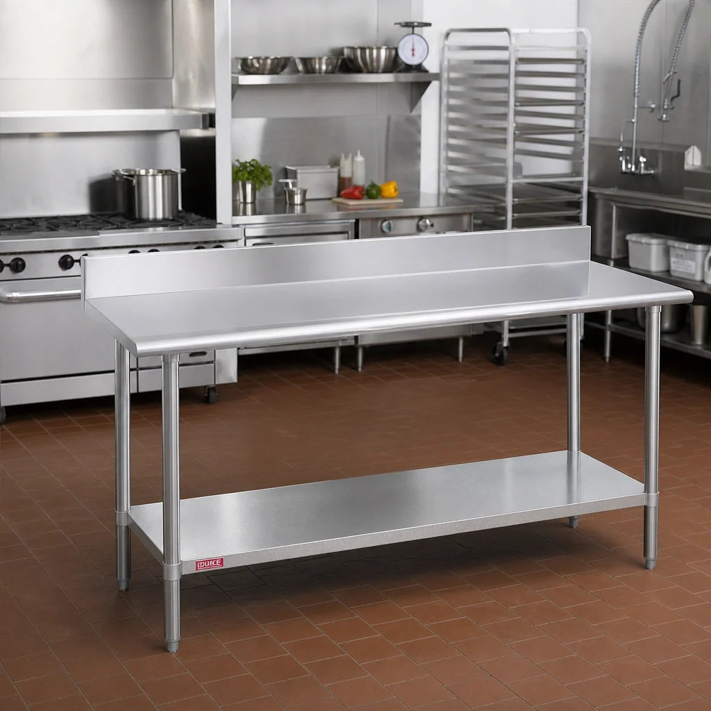 Duke 316-2460-5R 60 x 24 in Stainless Steel Work Table, 16-Gauge 300 Series, 5-in Riser, Galvanized Undershelf