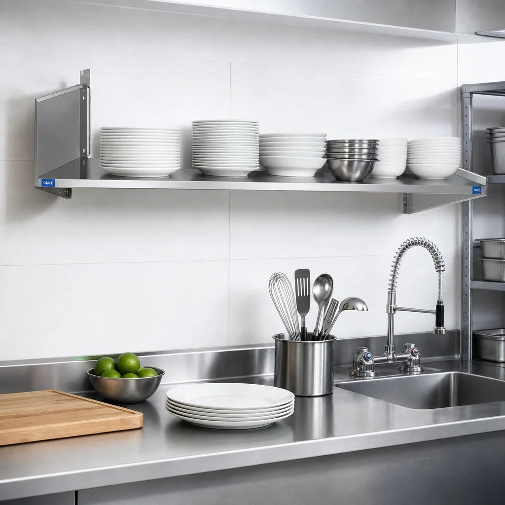 Duke 441-3S 39-Inch x 7-Inch Deep Stainless Steel Dish Shelf with Fixed Brackets