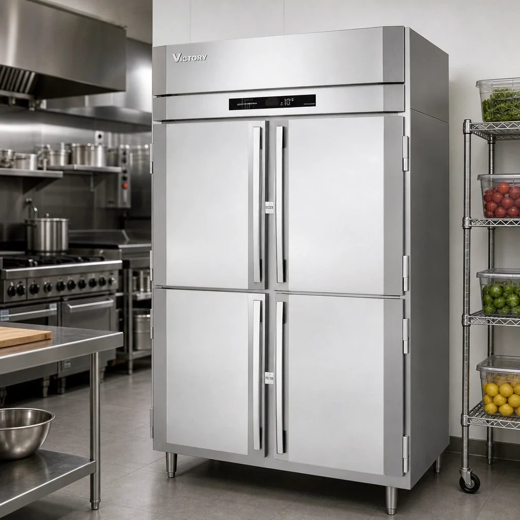Victory Refrigeration UltraSpec™ FSA-2D-S1-HD-HC 2-Section Reach-In Freezer, 44.57 cu. ft., 4 Half-Height Solid Hinged Doors