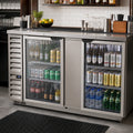Beverage Air BB68HC-G-S Two-Section Glass Door Back Bar Refrigerator, 68-Inch Wide, Stainless Steel, Self-Contained