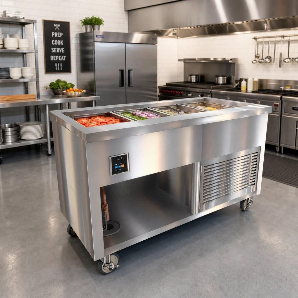 Duke Thurmaduke TCM-60PG-N7 60-Inch Mobile Refrigerated Cold Food Unit with 8-Inch Cold Pan and Touchscreen Control