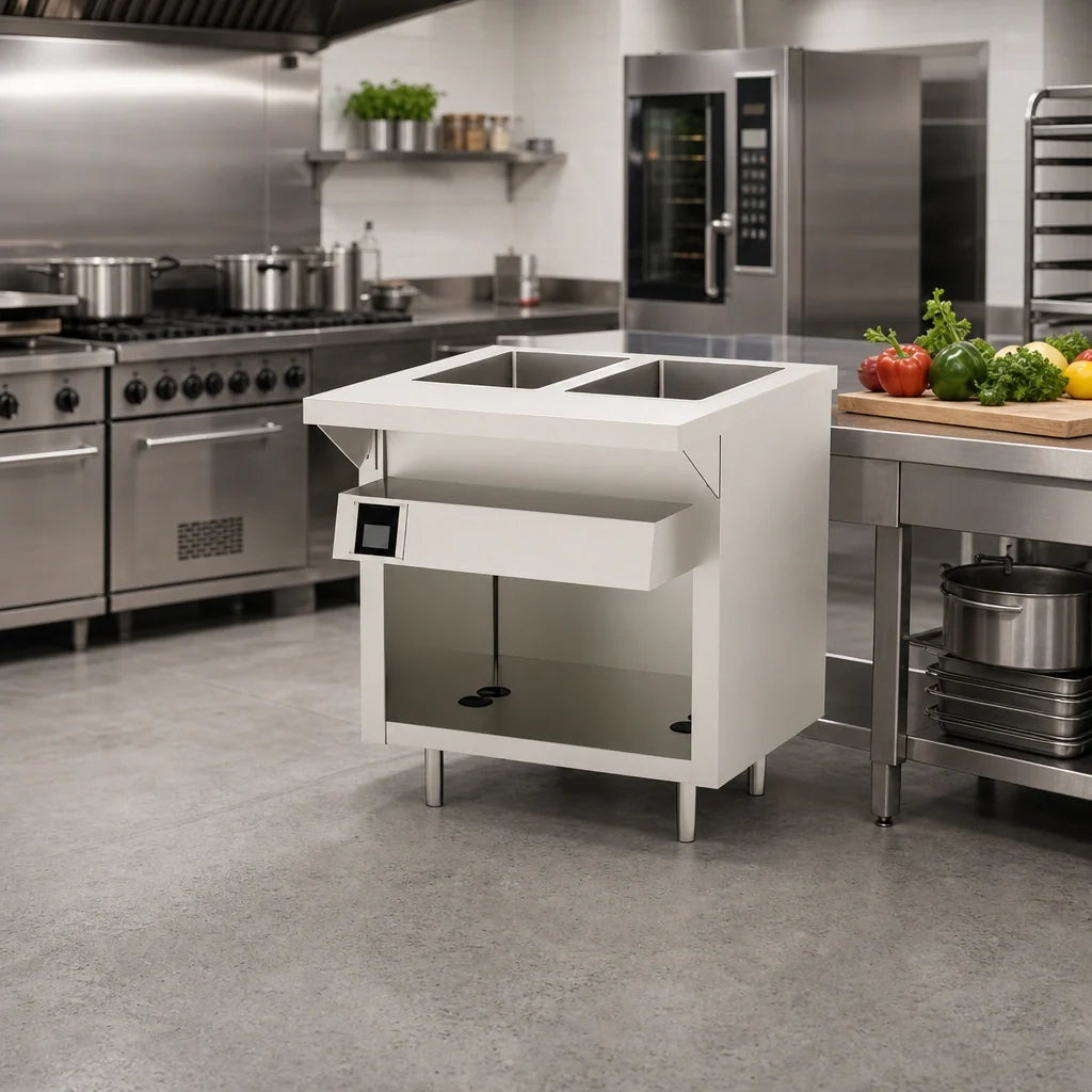 Duke Thurmaduke EW-2-DLPG Electric Waterless Well Unit, 2 Full-Size Pans, Touch Screen, Floor Model