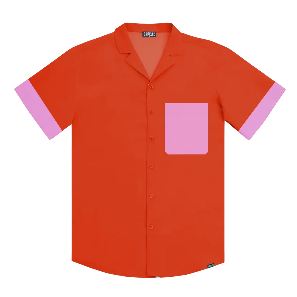 Coral Flame Men's Button Down Resort Shirt, Modern Fit