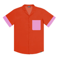 Coral Flame Men's Button Down Resort Shirt, Modern Fit