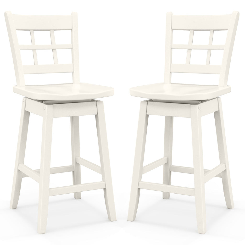 Counter Height Barstools Set of 2 with 6-Grid Hollow Back and Seat