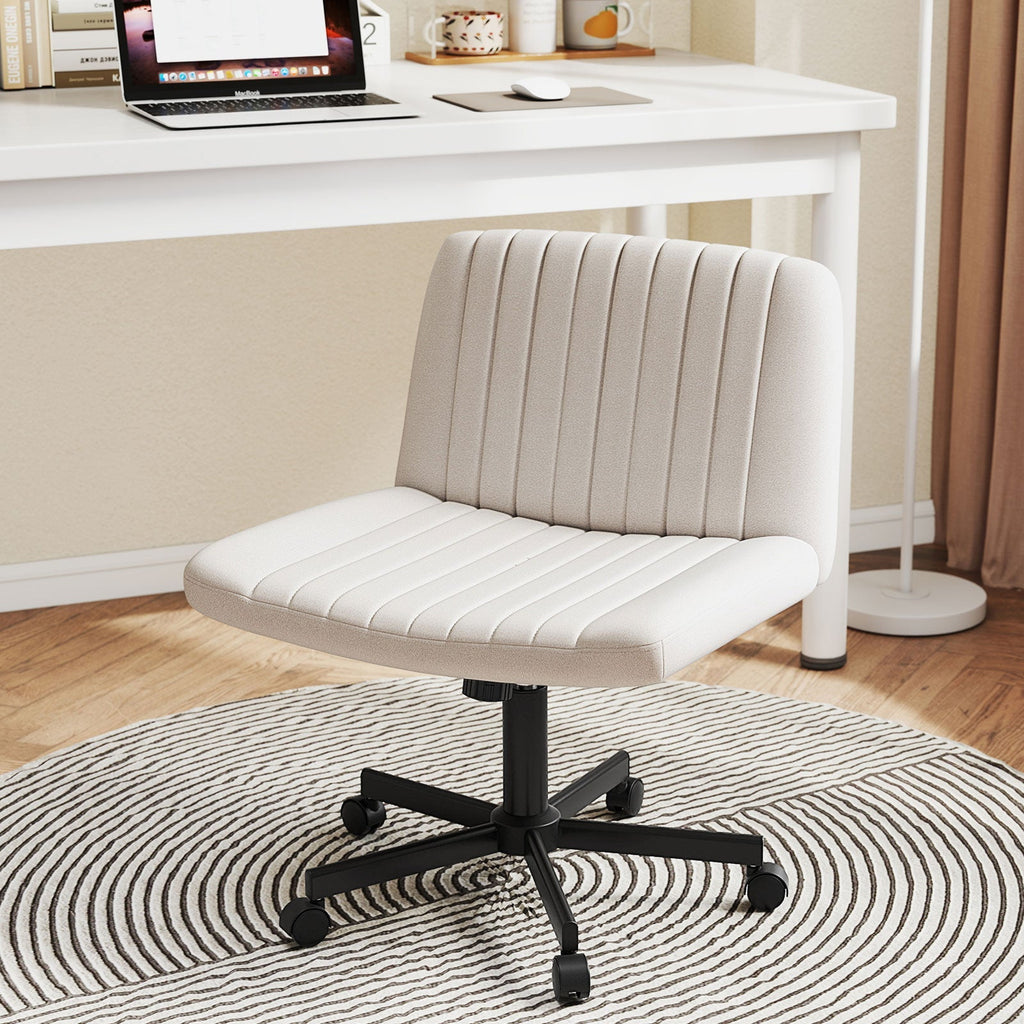 Criss Cross Chair with Wheels Cross-Legged Swivel Desk Chair with Soft-Padded Wide Seat