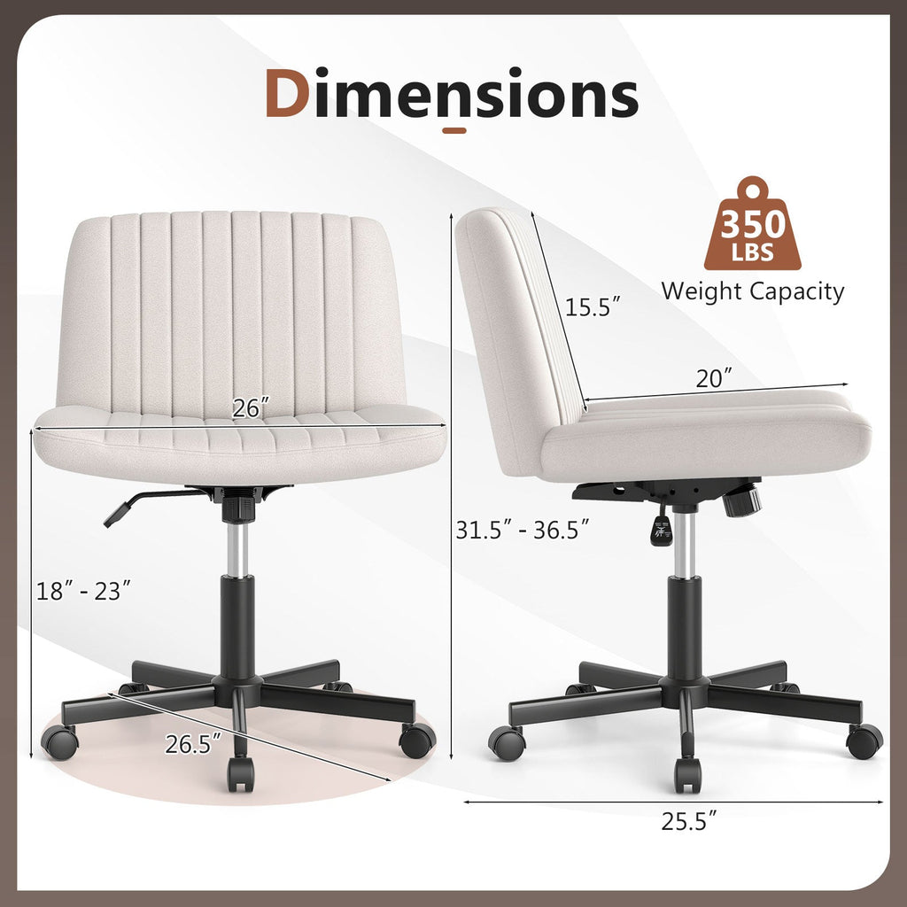 Criss Cross Chair with Wheels Cross-Legged Swivel Desk Chair with Soft-Padded Wide Seat