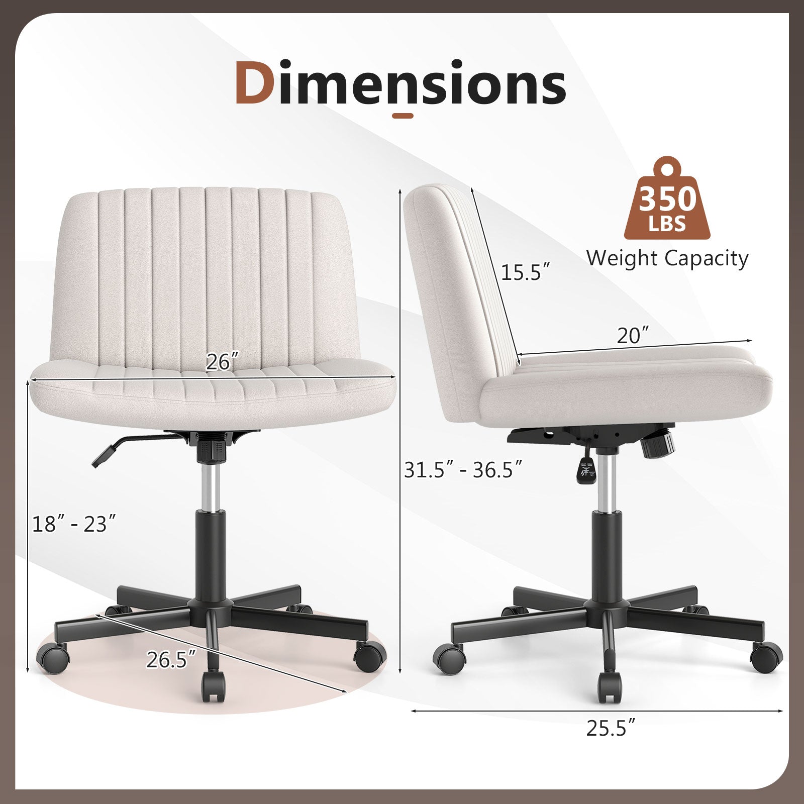 Criss Cross Chair with Wheels Cross-Legged Swivel Desk Chair with Soft-Padded Wide Seat