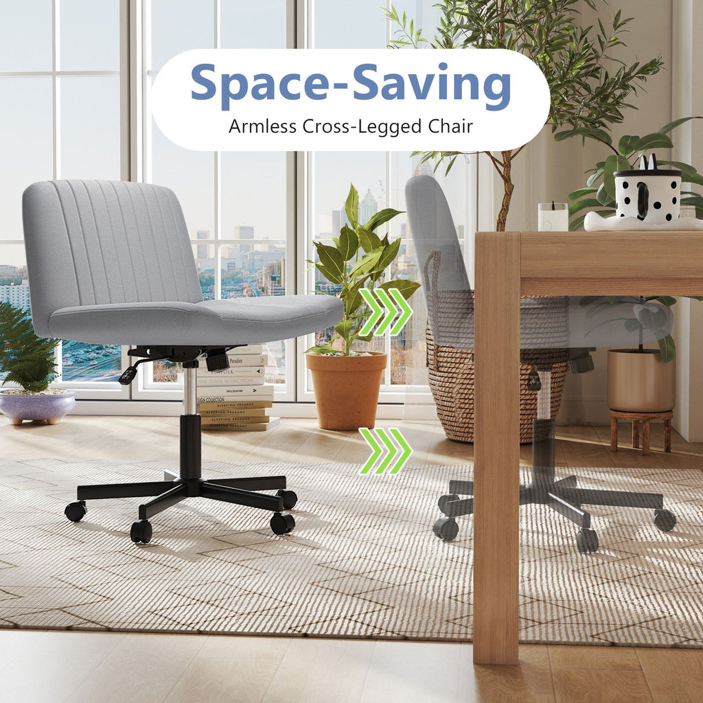 Criss Cross Chair with Wheels Cross-Legged Swivel Desk Chair with Soft-Padded Wide Seat