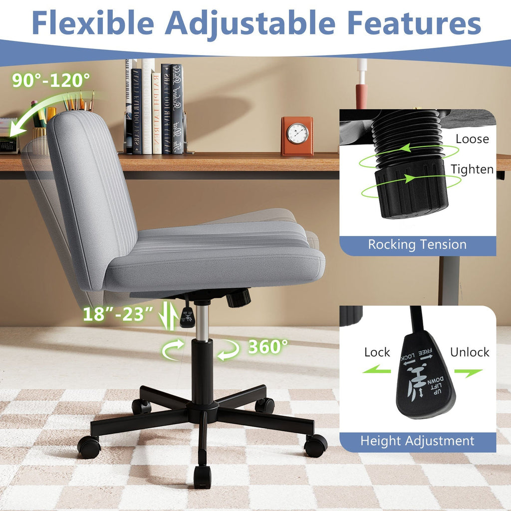 Criss Cross Chair with Wheels Cross-Legged Swivel Desk Chair with Soft-Padded Wide Seat
