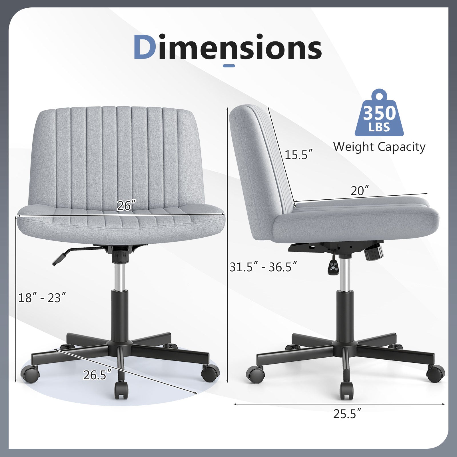 Criss Cross Chair with Wheels Cross-Legged Swivel Desk Chair with Soft-Padded Wide Seat
