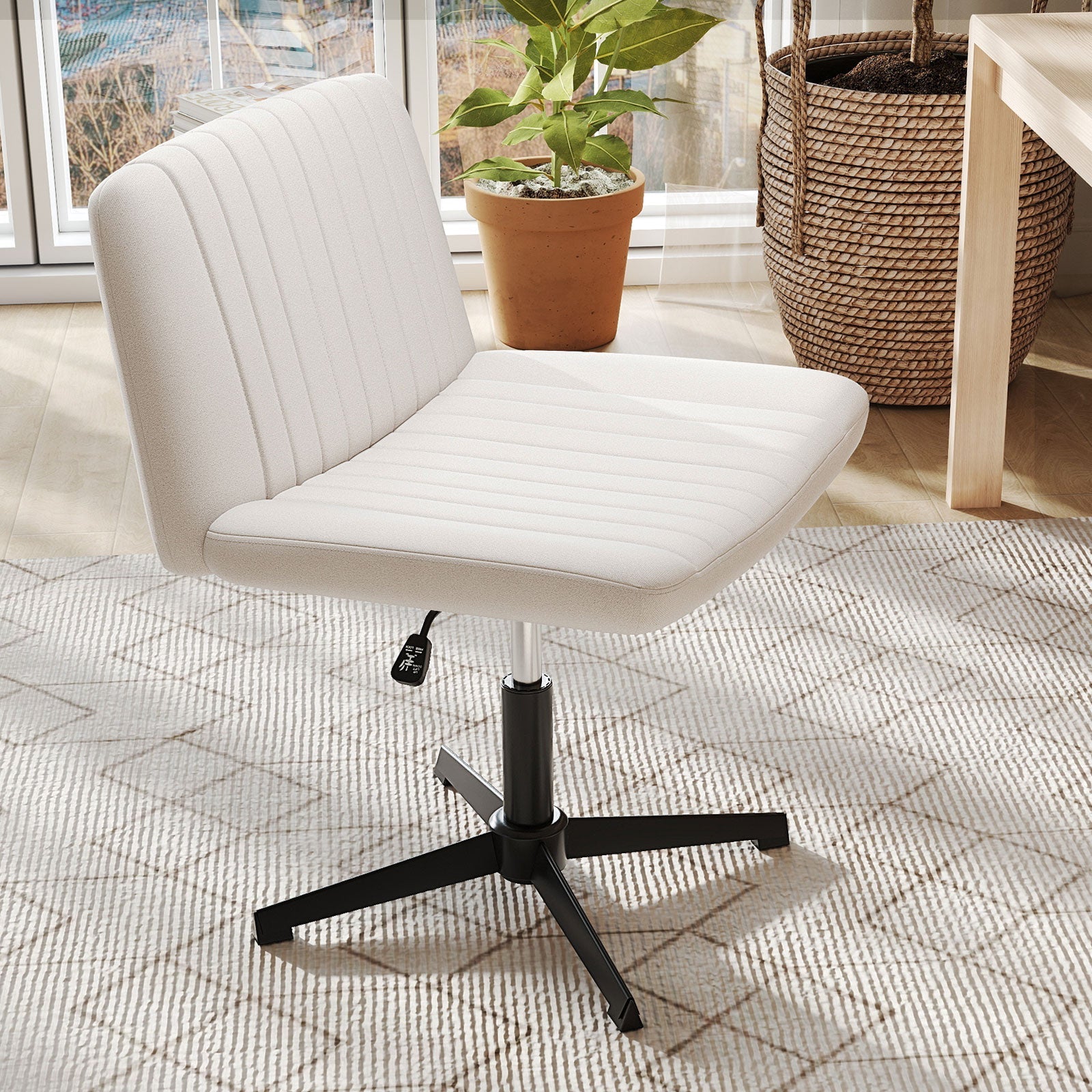 Criss Cross-Legged Swivel Desk Chair No Wheels