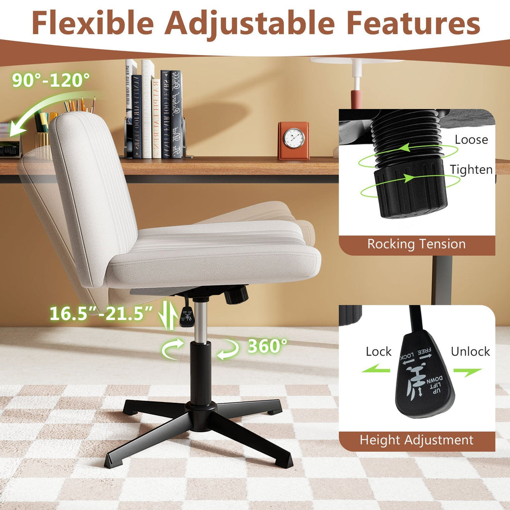 Criss Cross-Legged Swivel Desk Chair No Wheels