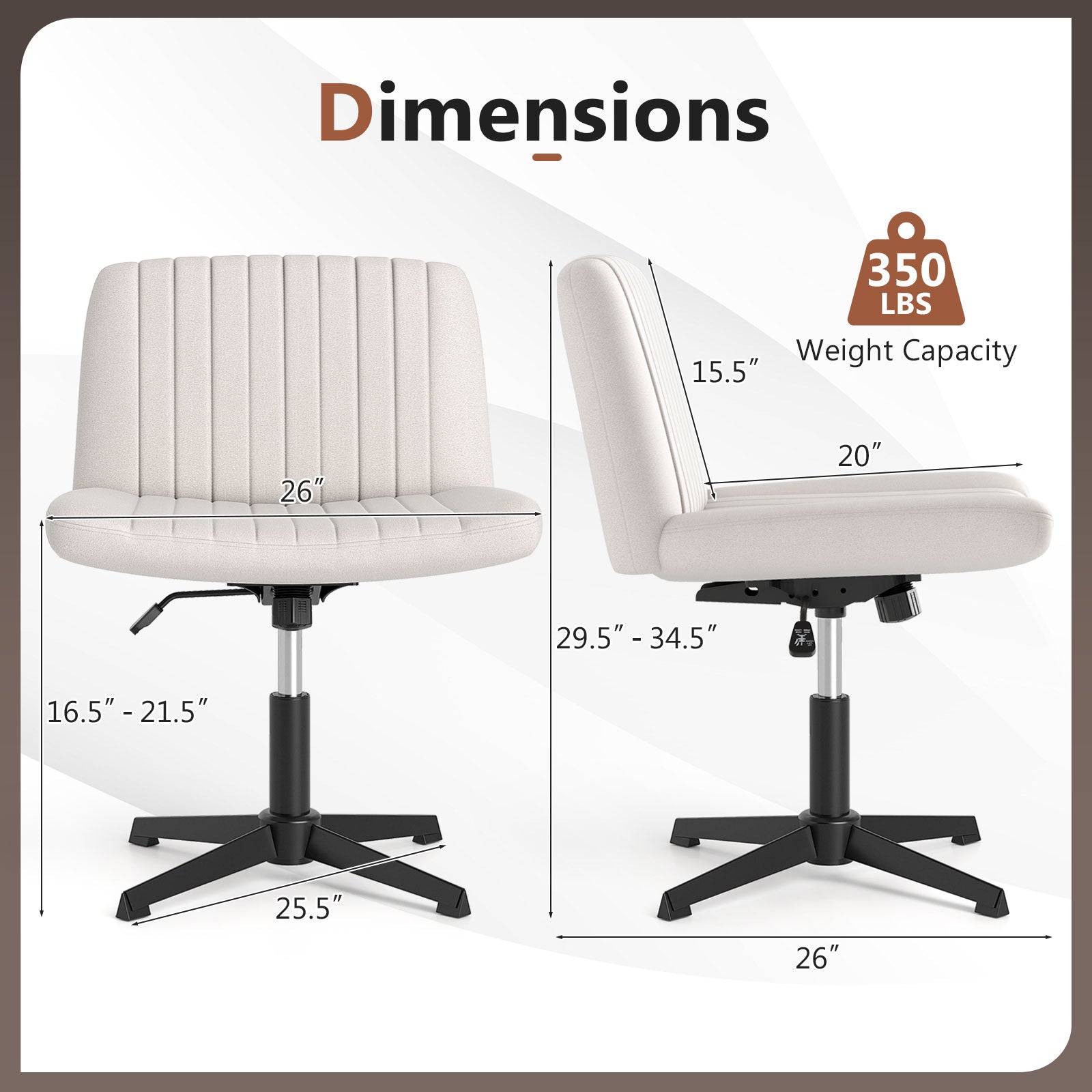 Criss Cross-Legged Swivel Desk Chair No Wheels
