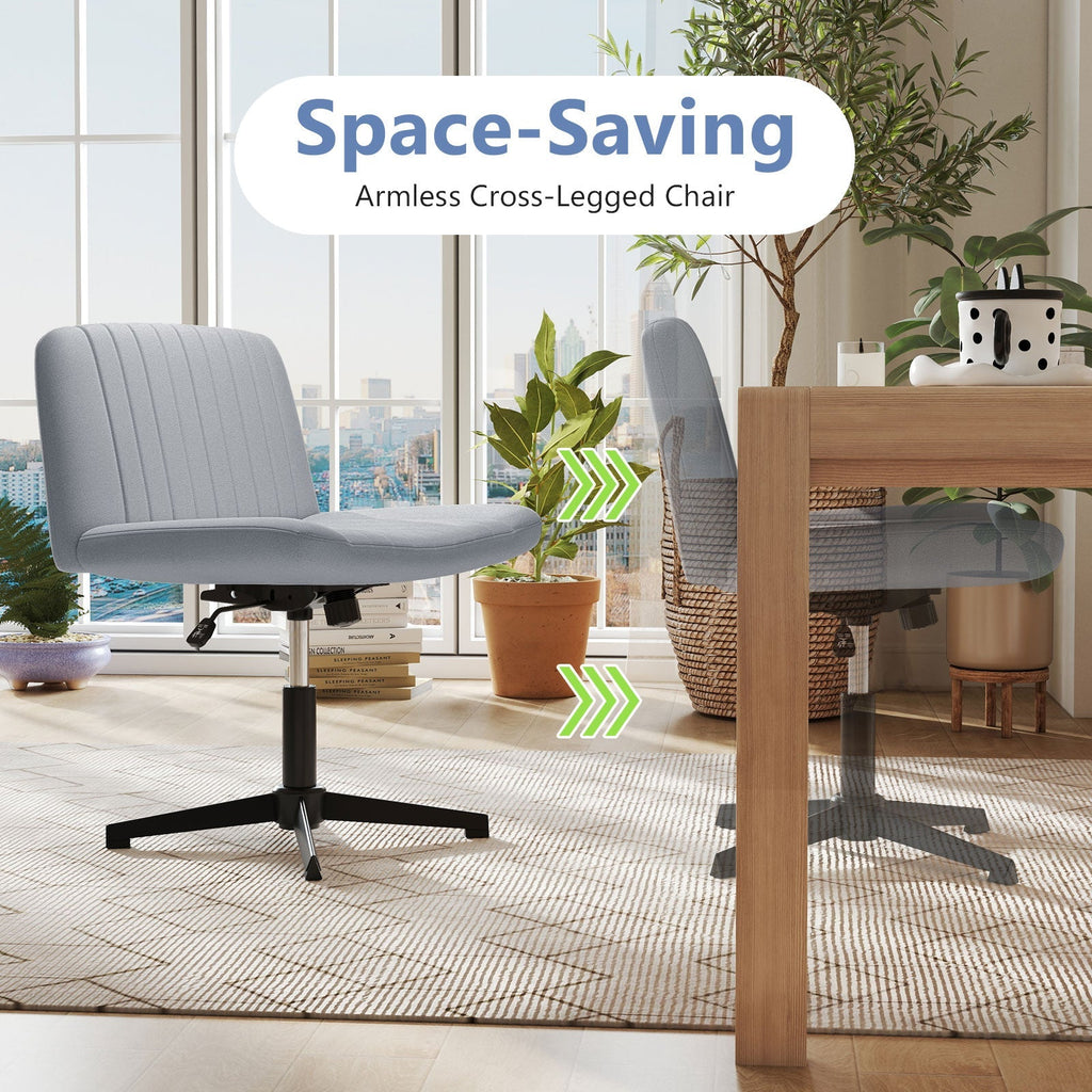 Criss Cross-Legged Swivel Desk Chair No Wheels