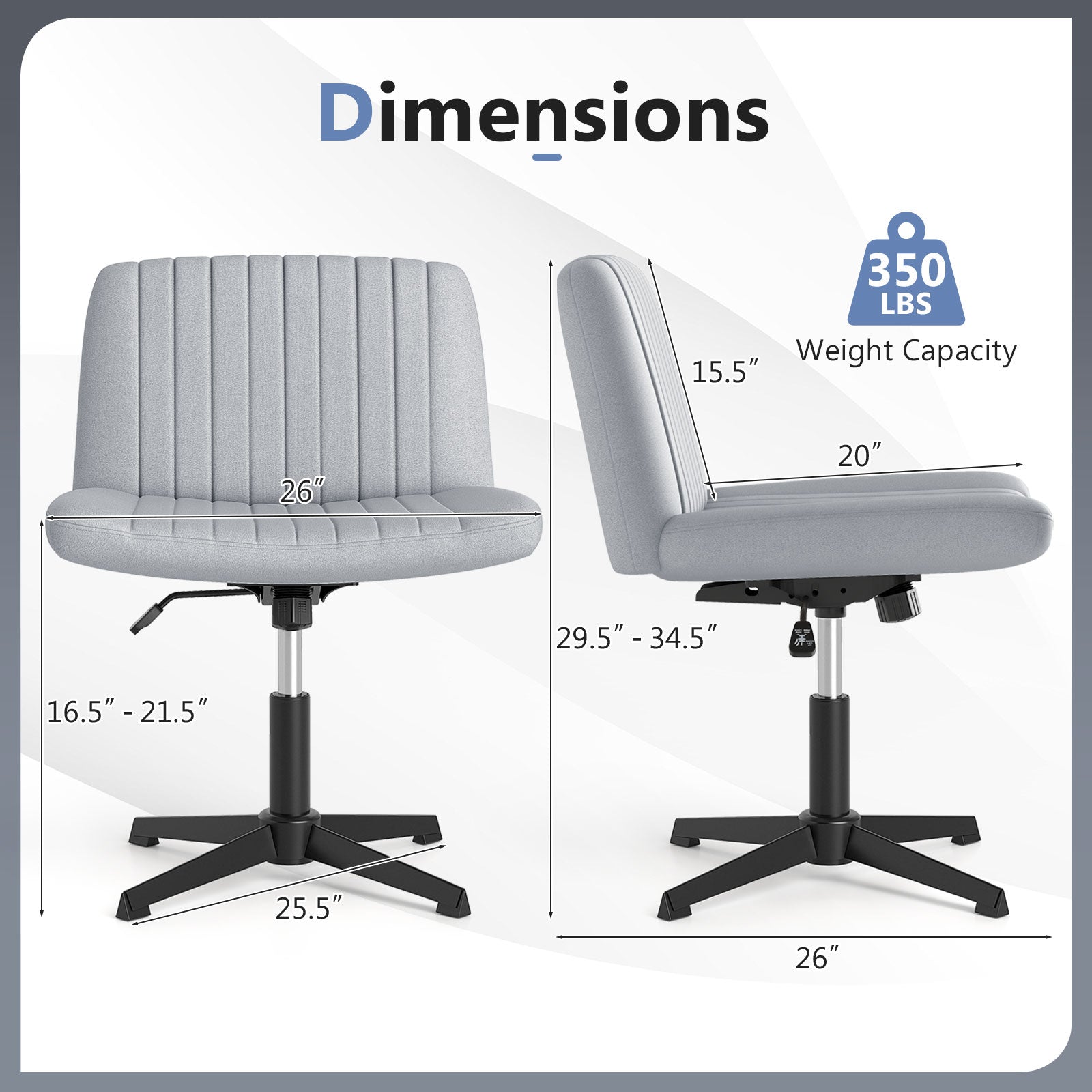 Criss Cross-Legged Swivel Desk Chair No Wheels
