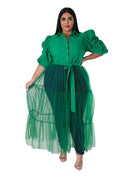 Curvy Button Up Top & Tulle Skirt