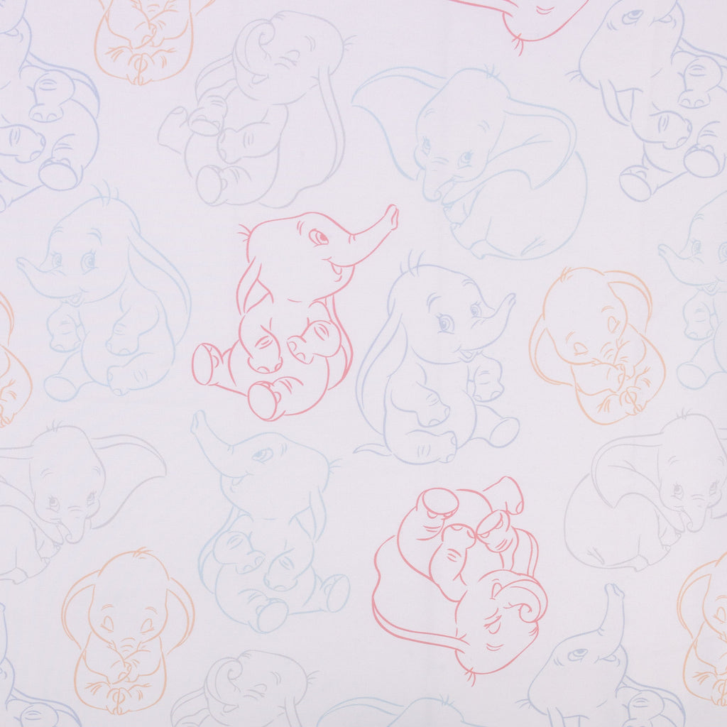 Dumbo Blue, Gray, Pink, and White Nursery Fitted Crib Sheet