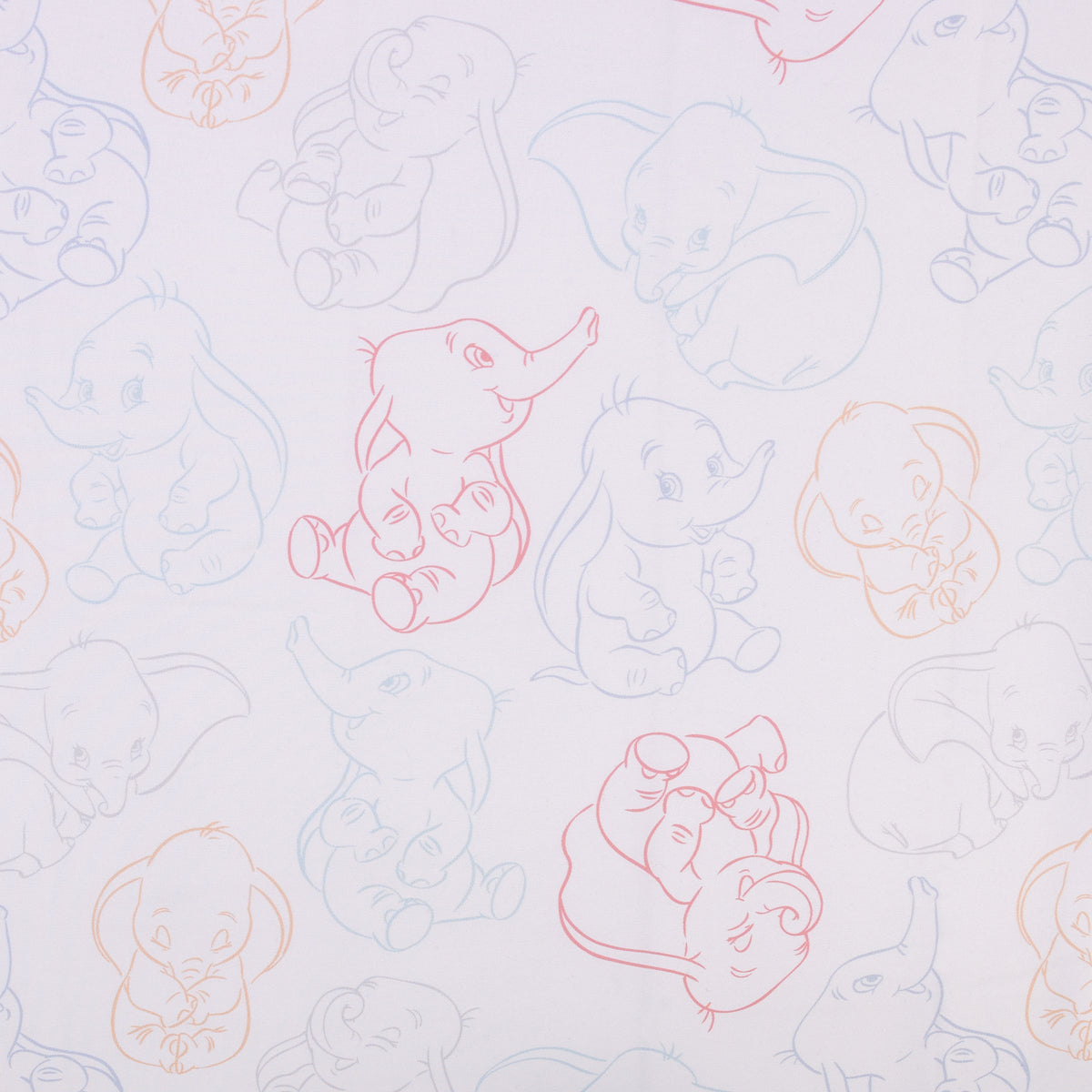Dumbo Blue, Gray, Pink, and White Nursery Fitted Crib Sheet