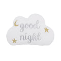 White Cloud with Gold and Silver Embroidery "Good Night" Decorative Pillow with Moon and Stars