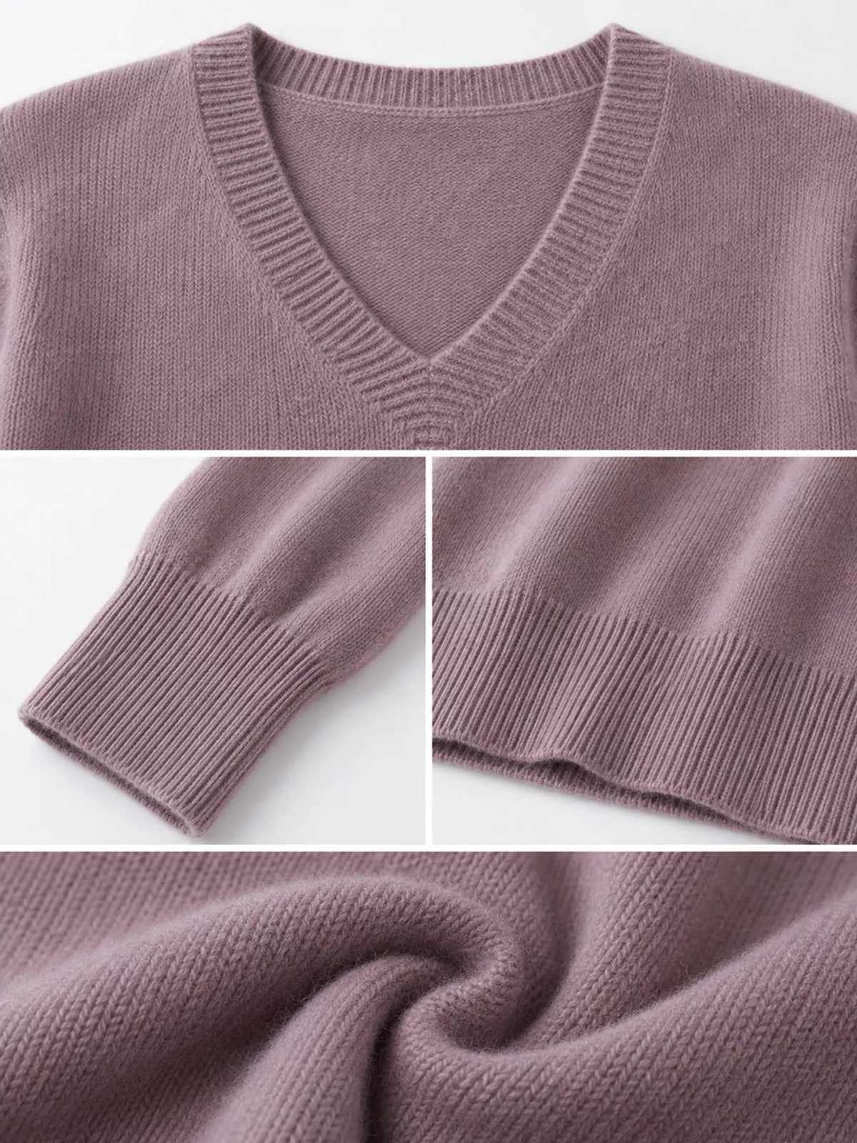 V-Neck Solid Color Sweater