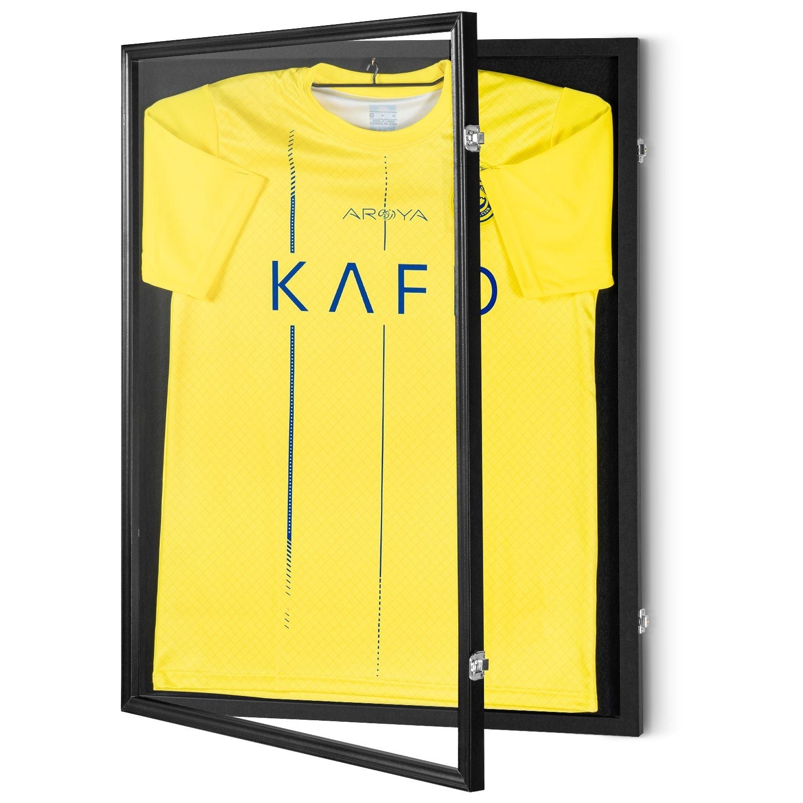 Jersey Display Frame Case, 23.3 x 31.2 x 1.5 in, Large Lockable Sport Jersey Shadow Box with 98% UV Protection PC Glass and Hangers, for Baseball Basketball Football Hockey Shirt and Uniform