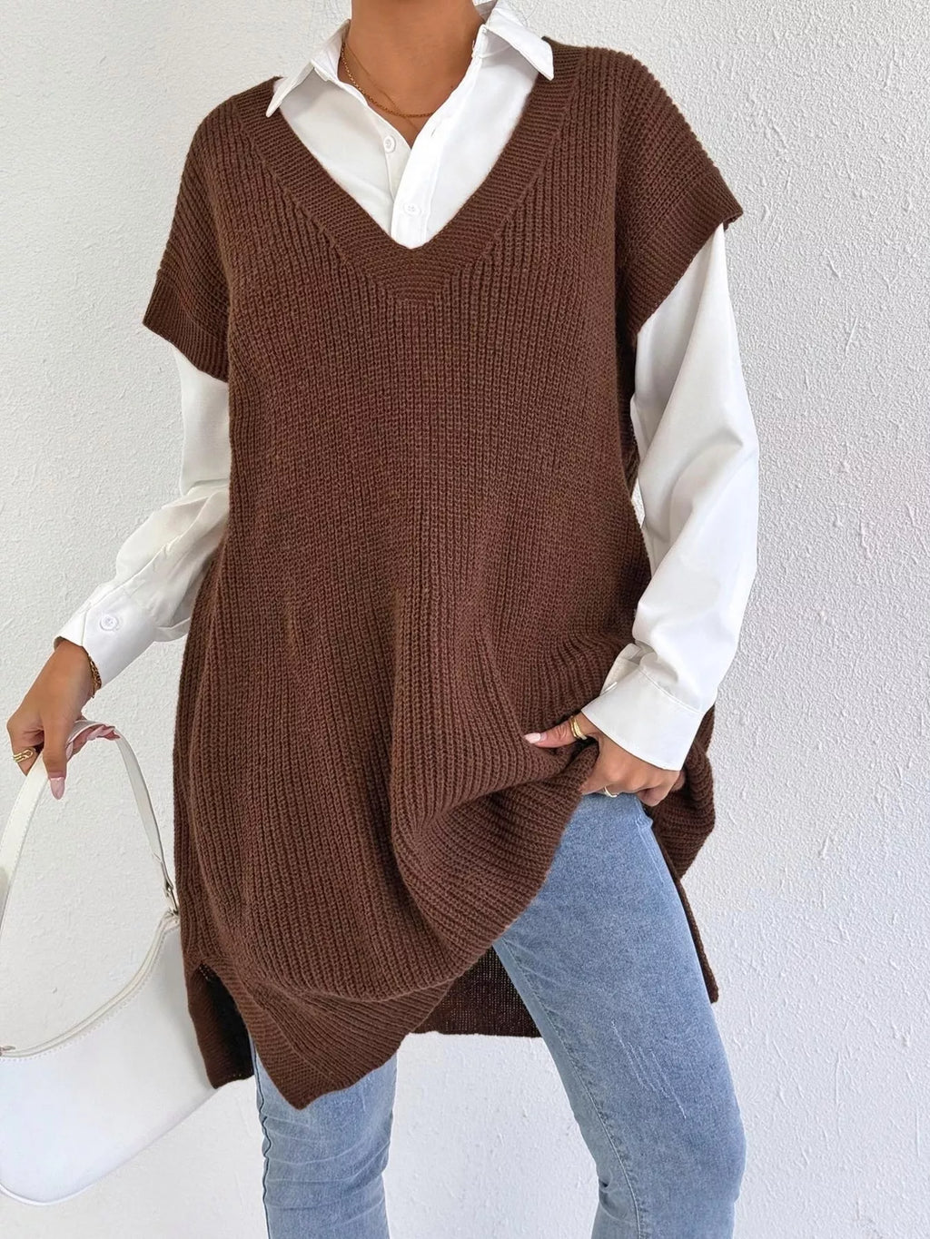 Oversized V-Neck Sweater Vest