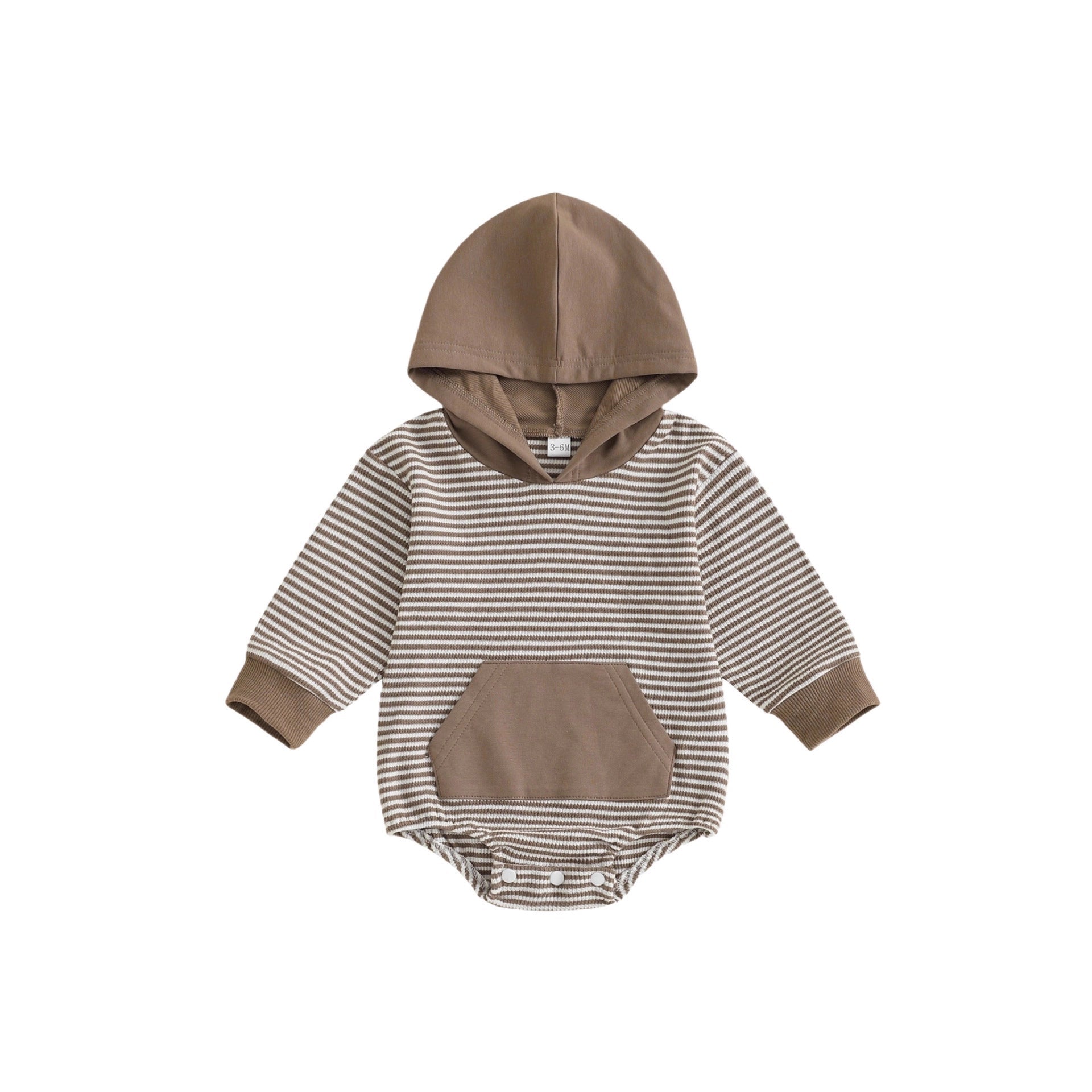 Childrens Solid-color Striped Long-sleeve Romper