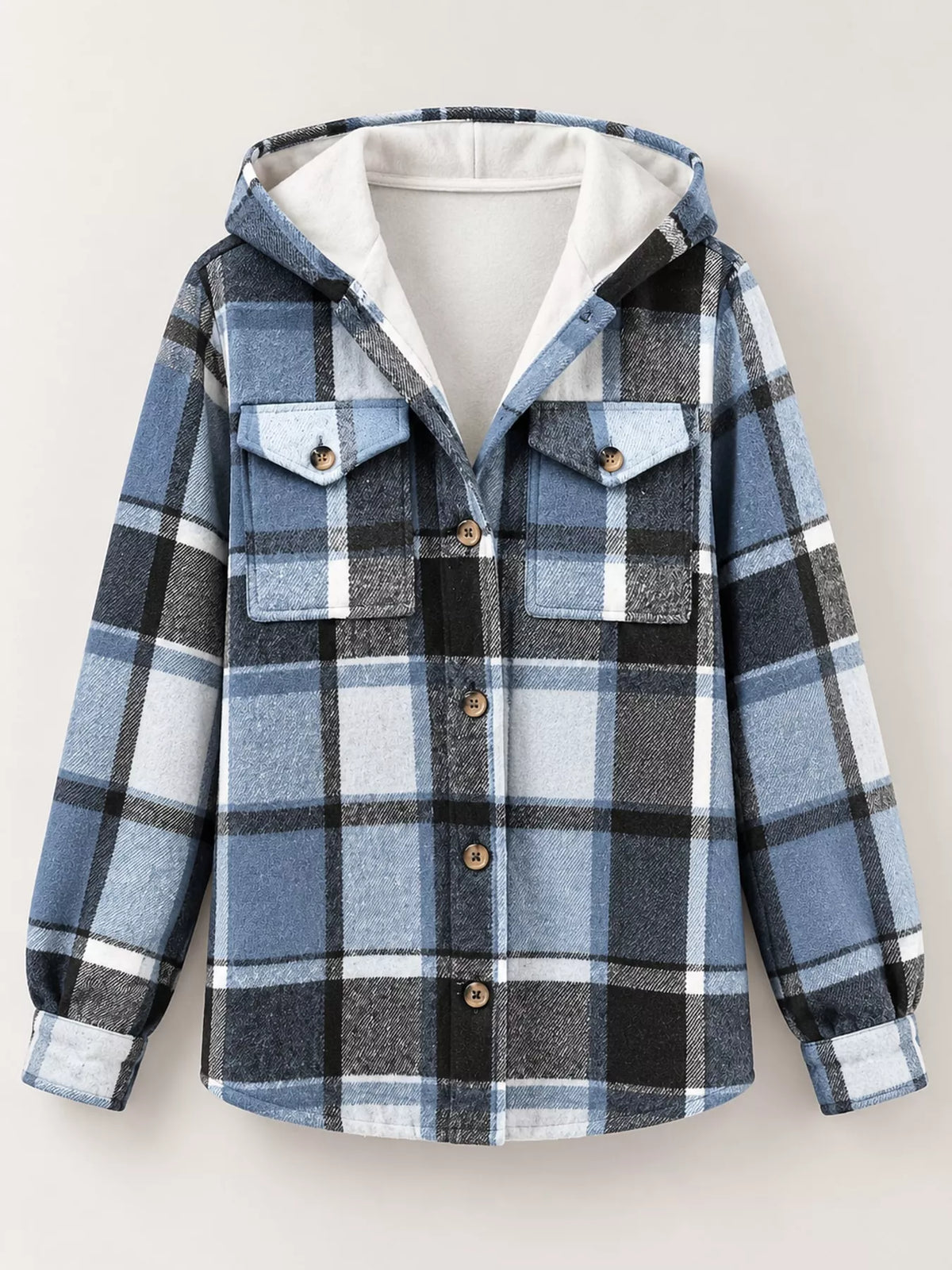 Fleece-Lined Plaid Button Up Shacket