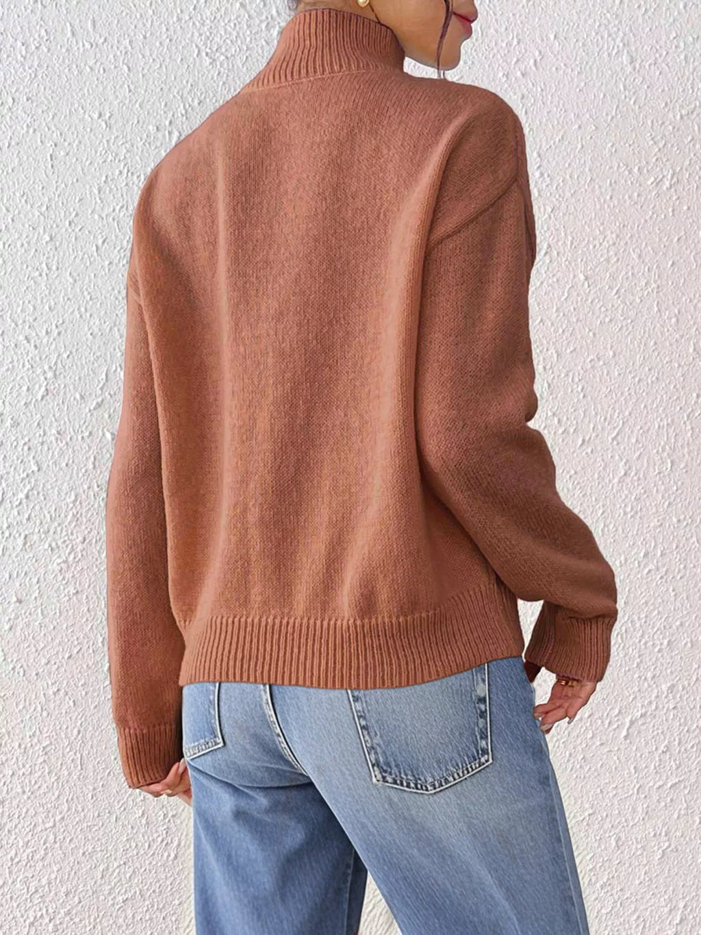 Floral Applique Turtleneck Sweater